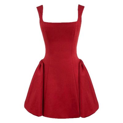 王心凌演唱会同款红色吊带连衣裙