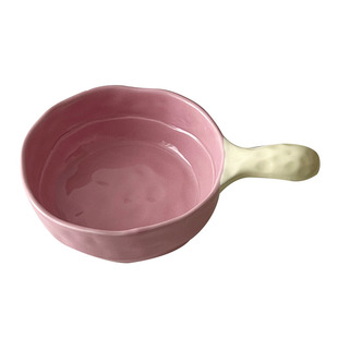 糖小姐 ins陶瓷手柄碗家用拼色烤碗多巴胺水果沙拉碗燕麦酸奶碗