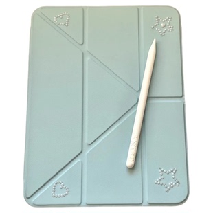CanvasCase「韩区博主~baby蓝」ipady+3折平板亚克力pro11/a16保护壳平板10代/9.7/10.2寸air10.9翻盖带笔槽
