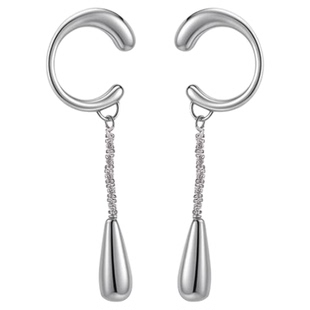 银色c形水滴款吊坠无耳洞耳骨夹流苏耳夹2026新款爆款高级感耳环