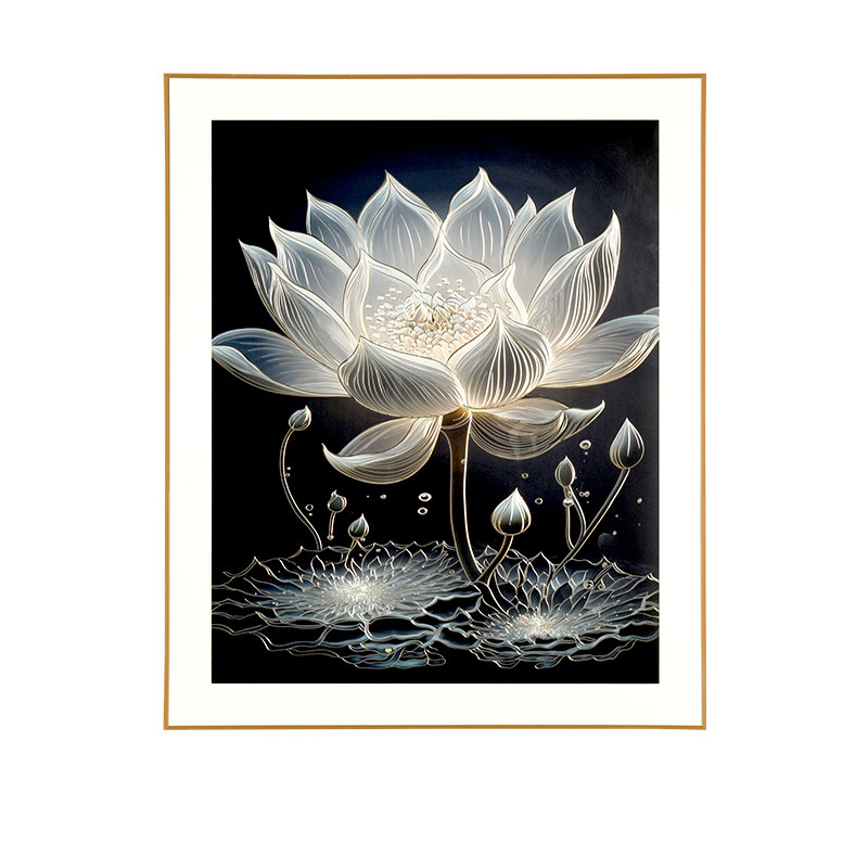 现代简约抽象荷花铜雕铜板装饰画