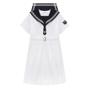 樱花家族原创jk制服连衣裙【清野夏】基础款绀领白三本校供感百褶