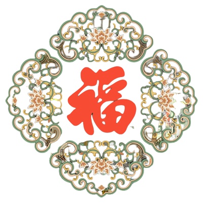 中式福字玻璃贴，点亮门窗年味