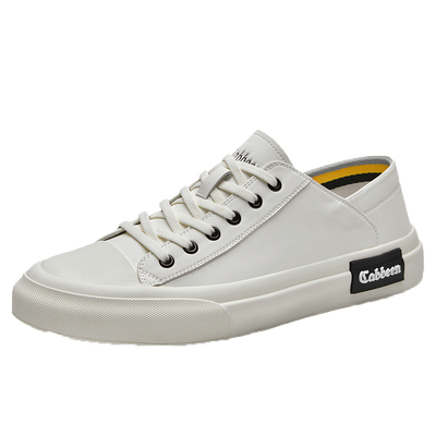 Cabbeen/卡宾反折边冲孔牛皮板鞋