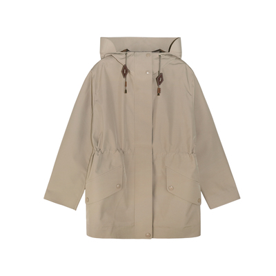 DYLIELY工装连帽中长收腰风衣女