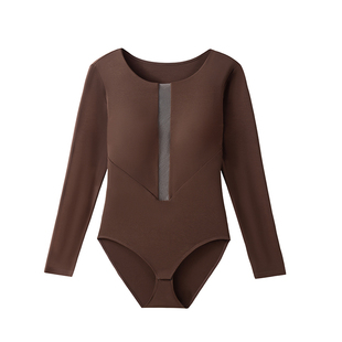 MIMI FANTASY性感镂空连体衣女免穿文胸2025秋冬内搭高弹收腰显瘦