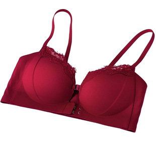 美背双前扣内衣女聚拢小胸显大粉底液文胸交叉肩带胸罩防溜肩B80A