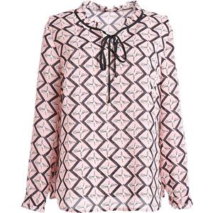 乔万尼商场同款春装新款上衣洋气宽松直筒气质印花长袖衬衫女士