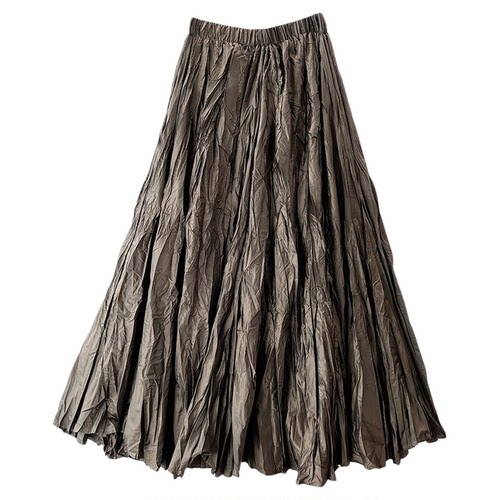 0721 8米大摆干枯褶皱百褶半身裙秋冬女中长款复古长裙A字裙伞裙