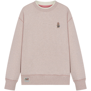 TeenieWeenie小熊女装卫衣秋冬季领口假两件拼接圆领套头内搭上衣