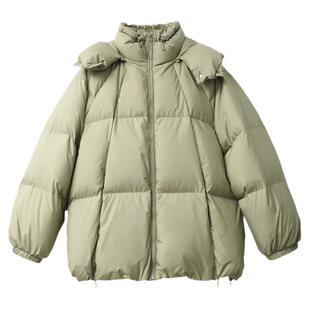 CV大码女装 2025冬季新款超轻连帽90白鸭绒羽绒服中长款保暖外套