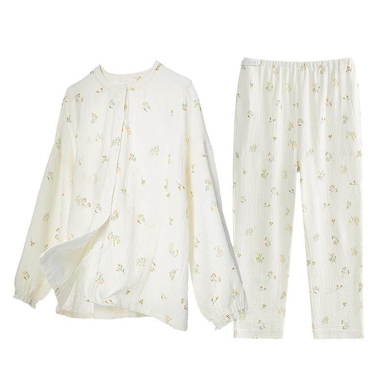 loveloc孕妇月子服春秋纯棉纱布孕妇孕期产后睡衣家居服套装
