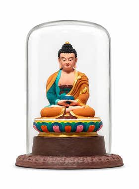 手绘擦擦阿弥陀水晶玻璃罩唐卡