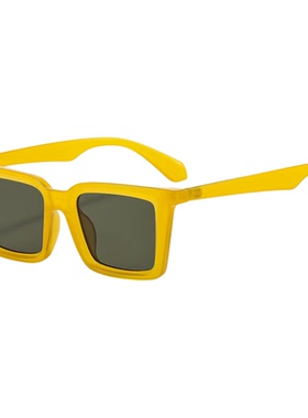 方框个性街拍黄色简约太阳眼镜女