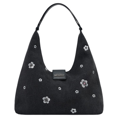 Moussy花朵刺绣hobo单肩包百搭
