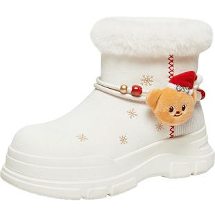 TATA他她女鞋黄油小熊2025冬新款新年雪地靴厚底保暖鞋子K2F01DD5