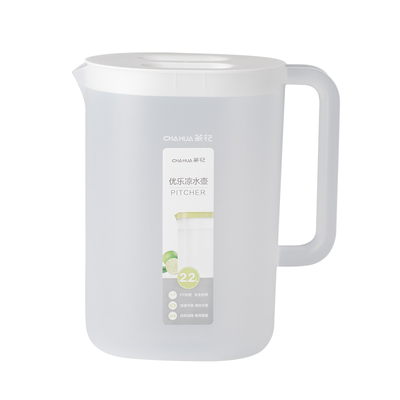 茶花优乐凉水壶 L冷水壶大容量家用白色简约茶壶带盖冷水杯果汁壶