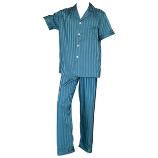 上海故事夏季冰丝男士加肥加大睡衣短袖父亲节送爸爸家居服礼盒装