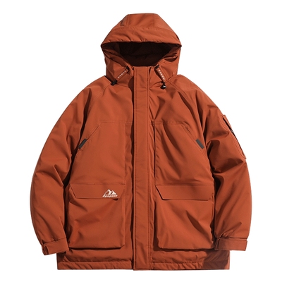 美式工装连帽户外短款羽绒服