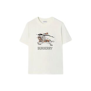 【24期免息】BURBERRY 女装 素描马术骑士徽标棉质 T恤衫 多色