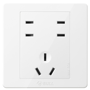 公牛七孔插座面板家用墙壁86型暗装专用带开关多孔电源g07雪白色