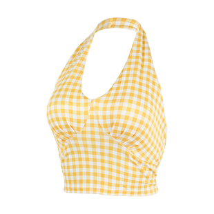 奔跑吧卡卡固定杯运动内衣女v领挂脖瑜伽服健身外穿性感美背背心