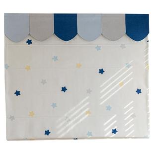 法欧雅北欧多巴胺雪尼尔麻卡通蓝色星空罗马帘高遮光儿童房飘窗帘