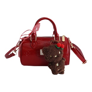 红色包包女款2026新款潮高级感轻奢小众手提波士顿女包单肩斜挎包