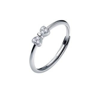 925银戒指女轻奢蝴蝶结高级感活口指环气质文艺淑女风中食指戒子