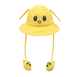 抖音同款会动兔耳朵儿童防晒帽可爱卡通男女宝宝夏天出游遮阳帽子