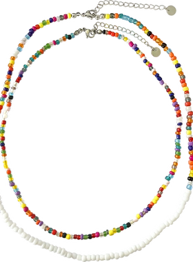 彩色串珠项链简约多巴胺甜美风