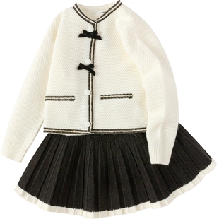 巴拉巴拉女童小香风套装宝宝公主红色拜年服秋冬儿童新款童装裙子