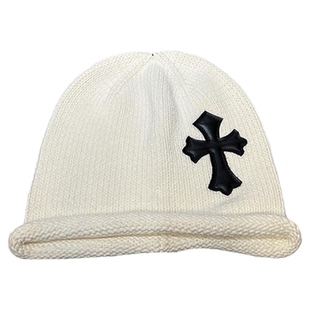 克罗皮标十字架羊毛混纺针织帽男女秋冬保暖毛线帽街头嘻哈冷帽潮