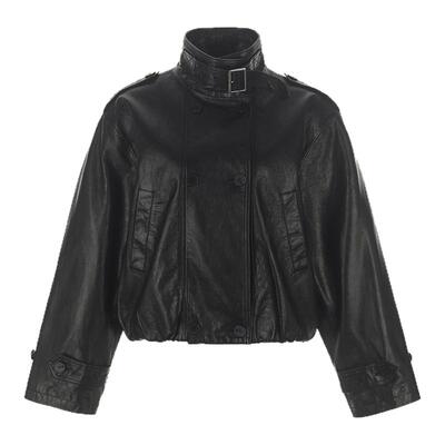 wanatry进口小羊皮轻油蜡皮衣女