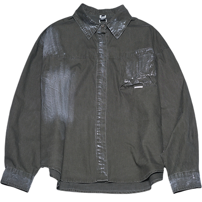 STILLYOU个性做旧脏洗擦色衬衫