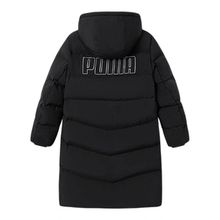 PUMA彪马儿童羽绒服新冬装防寒宝宝长款加厚保暖外套黑色高充绒量