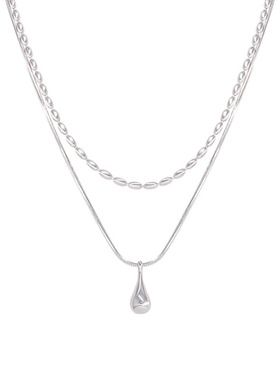 气质极简双层小众水滴吊坠锁骨链