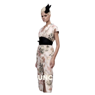 意大利进口提花料 QIAOUNCHY俏云曦|国风高定交叉领腰封式连衣裙