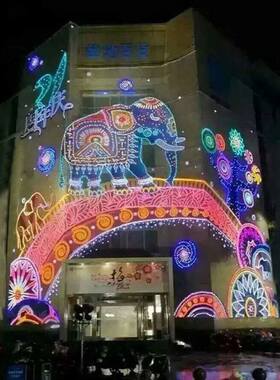 商场酒店幕墙LED灯光美陈灯饰画 大型商业步行街墙体楼体灯饰画厂