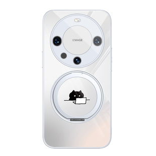 情侣手机壳适用华为Pura80/mate70猫咪华为70Ultra磁吸P60/70PRO带支架荣耀400指环300玻璃Magic7黑白套闺蜜