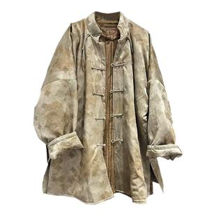 重磅丝麻复古保暖新中式棉衣  2024冬复古鎏光脏脏休闲宽松上衣