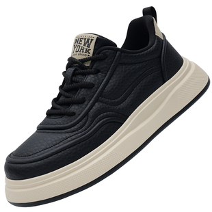 板鞋男2026新款春季男士运动休闲鞋低帮软底黑色皮鞋透气鞋子男鞋