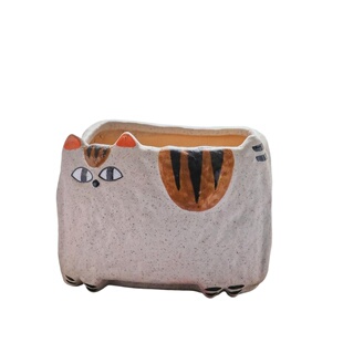 招财猫陶艺多肉植物花盆可爱小猫咪手绘陶瓷花盆九尾狐仙人指造型