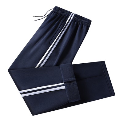 一条杠藏蓝色校裤冬季加绒加厚