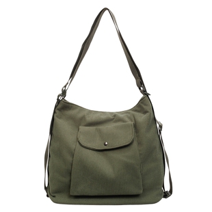 日韩风多口袋帆布包女大容量户外单肩斜挎手提包休闲百搭托特包大