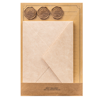 得力羊巴皮纹信封套装高级感情侣