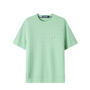 Navigare意大利小帆船绿色短袖针织T恤男夏季新款休闲圆领体恤