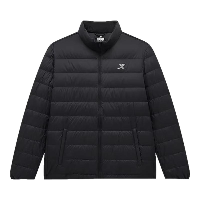 特步三防立领轻薄羽绒服男冬季新款宽松加厚保暖棉服运动休闲外套