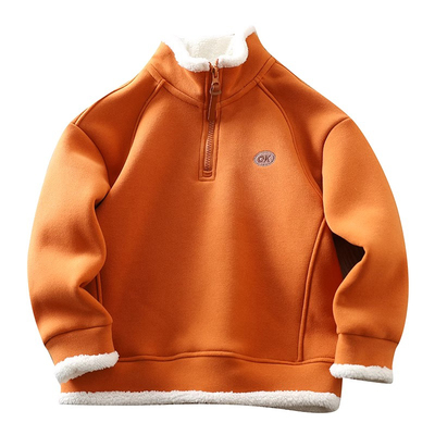 男童冬季一体绒加绒保暖卫衣