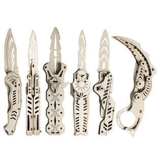 木质手工拼装模型刀折叠刀加厚拼图积木蝴蝶刀木制玩具爪子刀木板